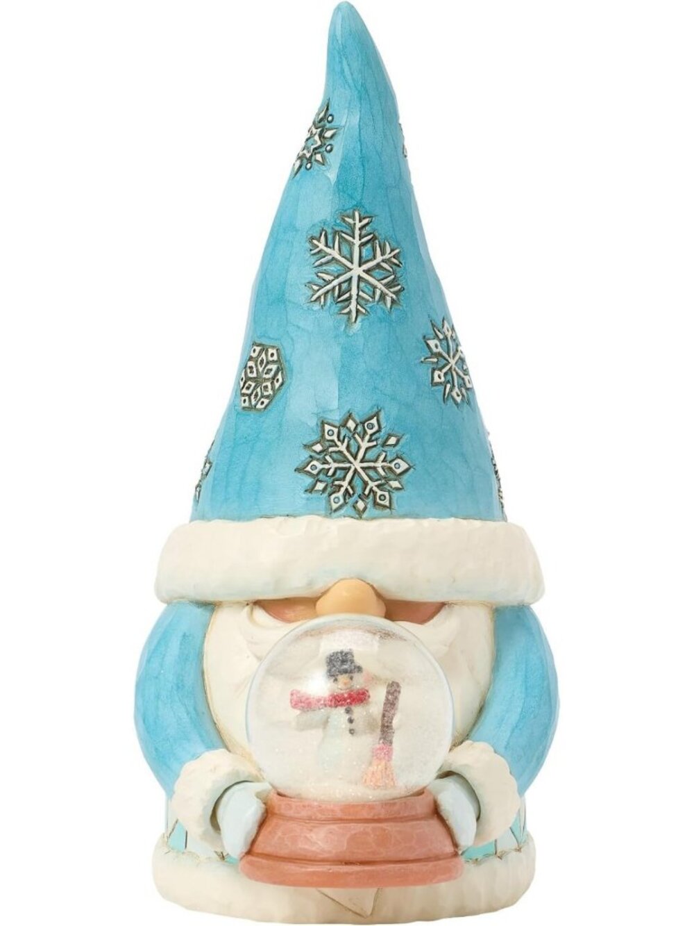 Charming Gnome Figurine with Mini Snowman Dome, 6.3 Inch, Colorful Home Decor